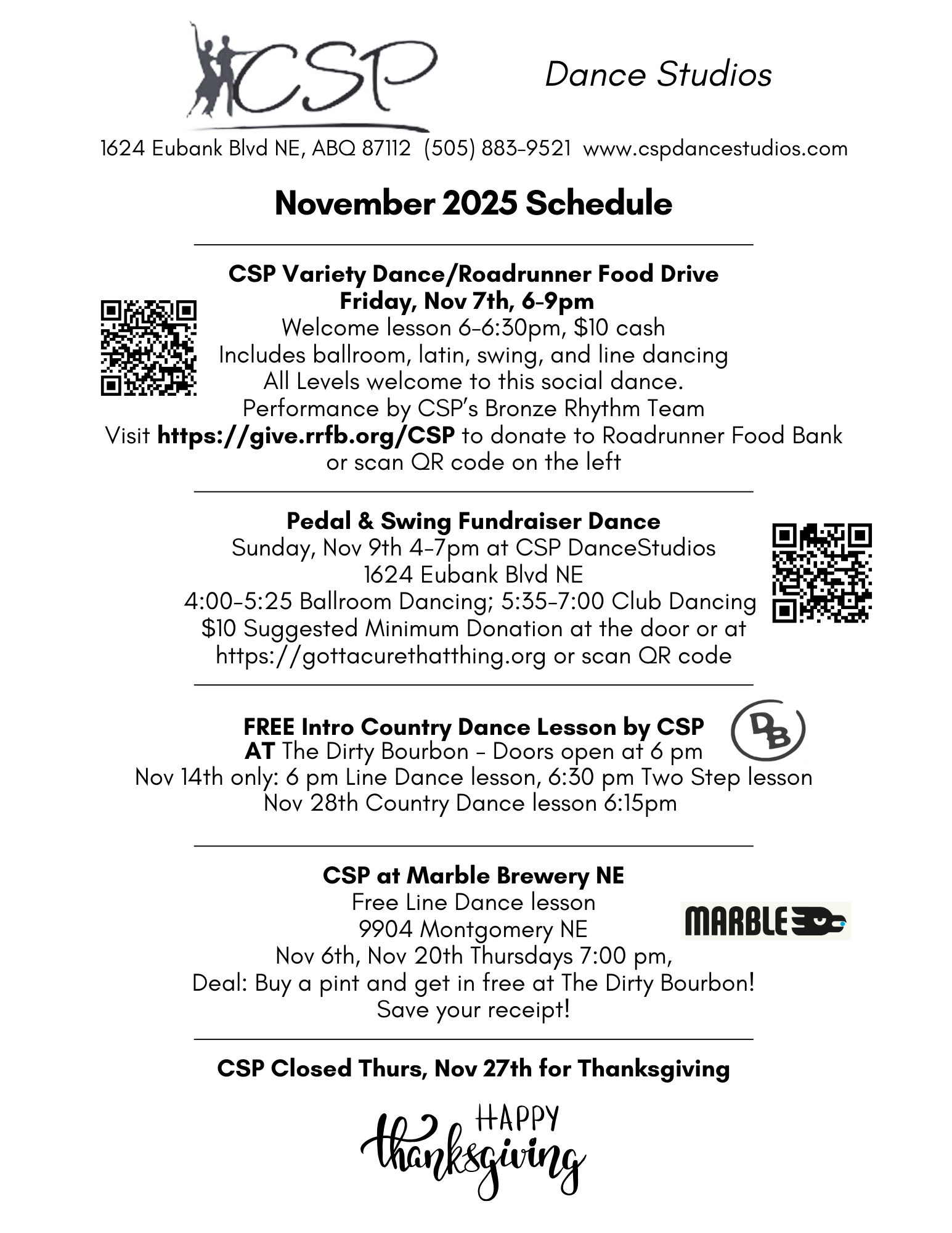 Image of December Class Schedule